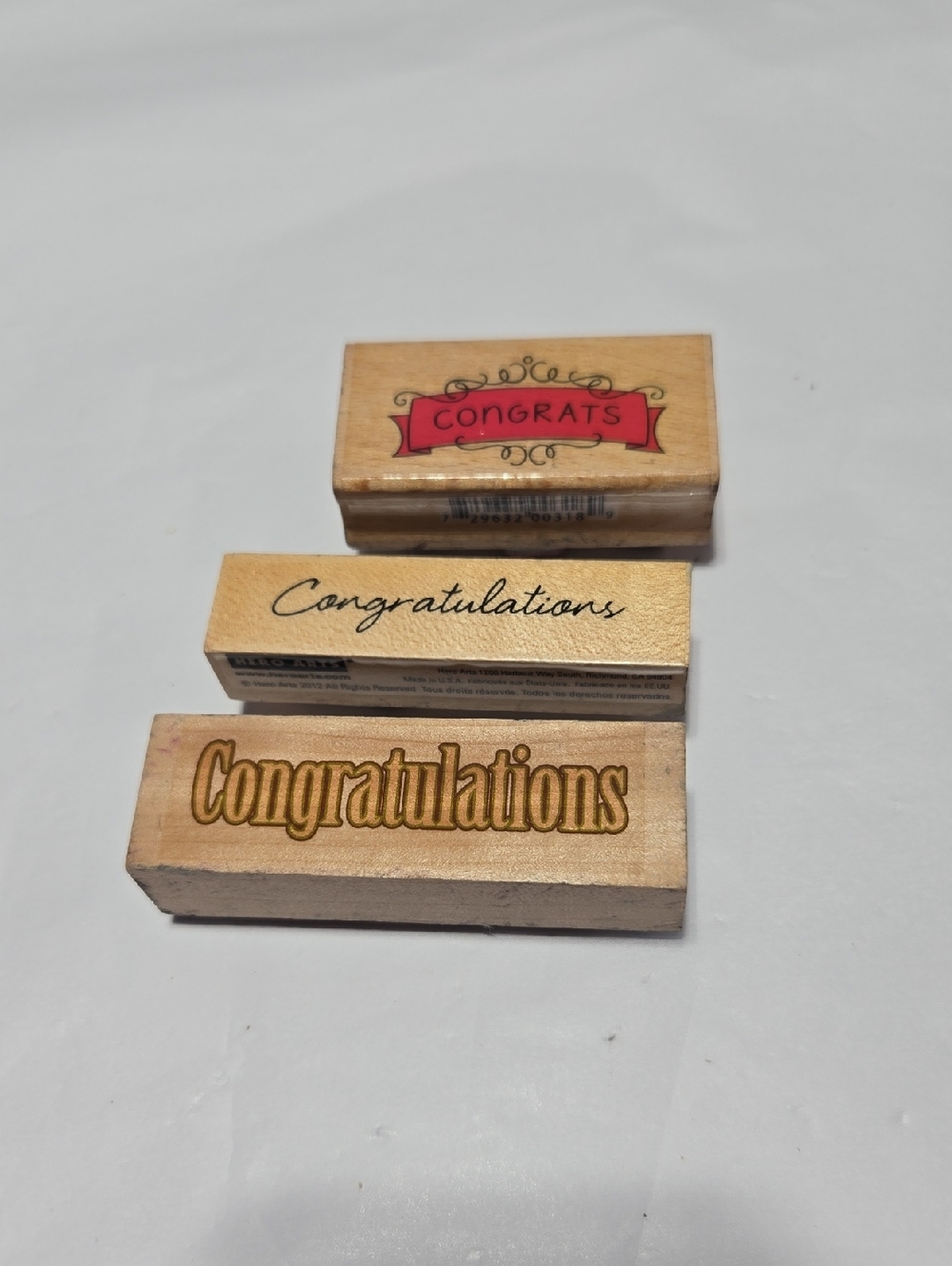 Lot 12- Wooden 'Congratulations' Stamp Set - Natural Finish